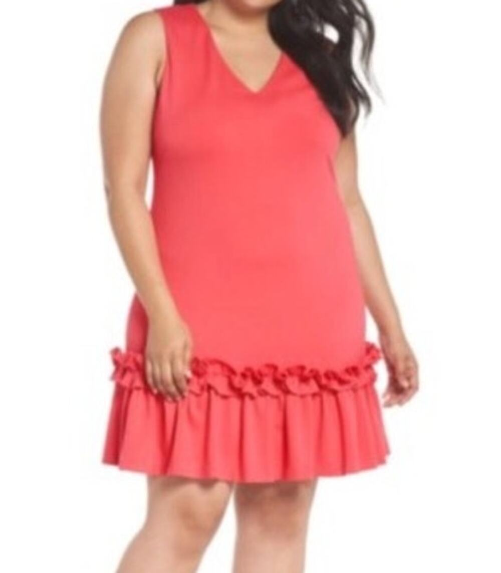 NWT Chelsea28 Women's Size 16 Coral Sands Ruffle Hem Sleeveless Shift Dress